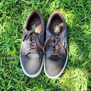 Vans Brown Leather And Canvas Shoes Mens Size 7